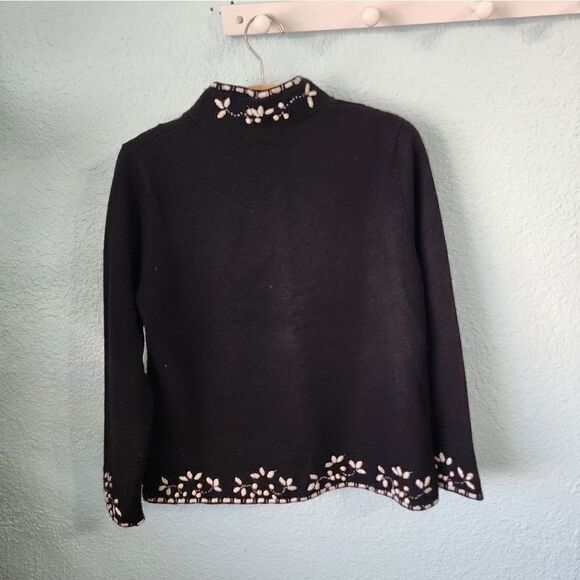 Coldwater Creek embrodery beaded 100% wool cardigan zip up - Picture 6 of 11